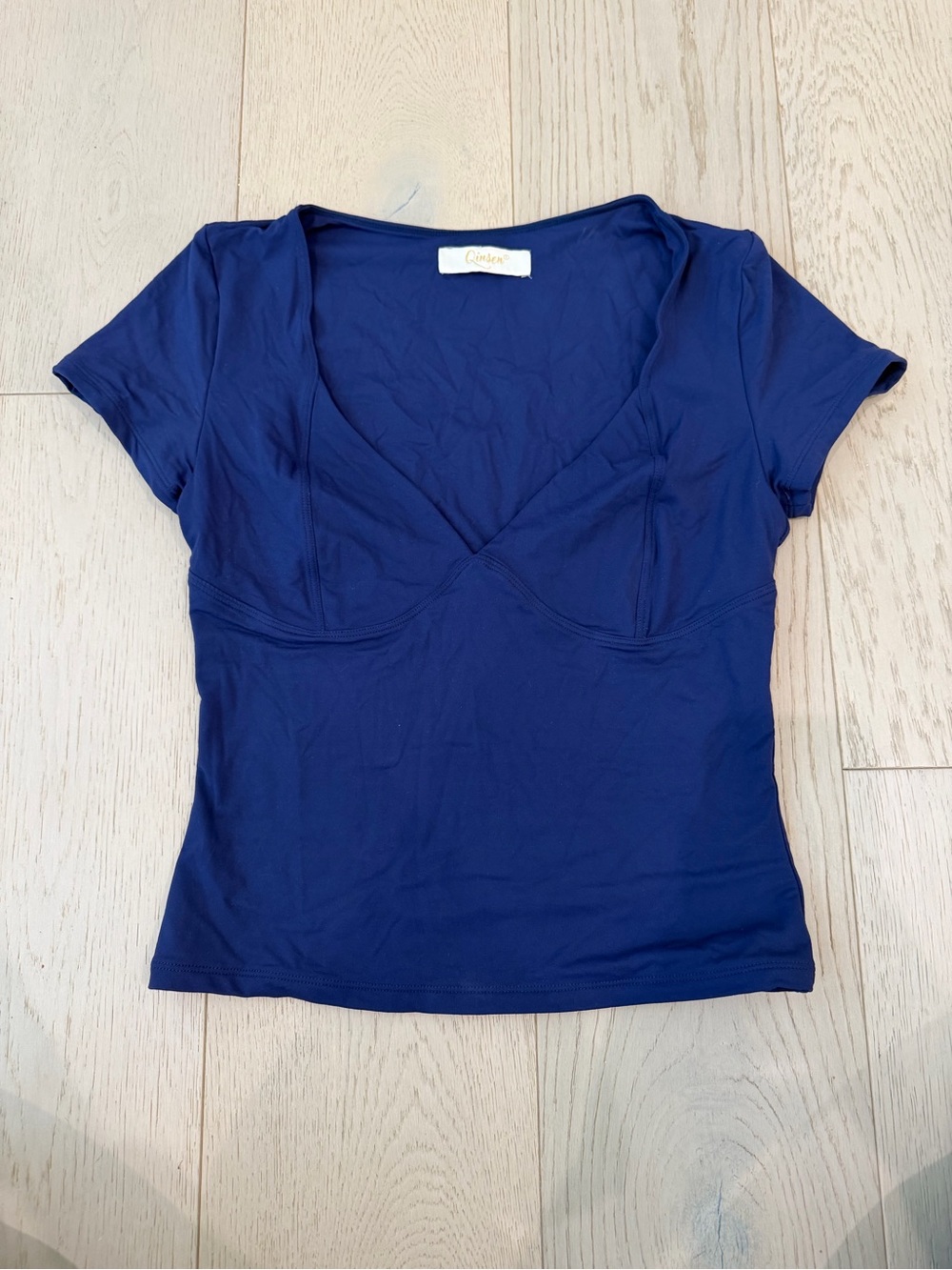 Cynthia Rowley Navy Short Sleeve V-Neck Top